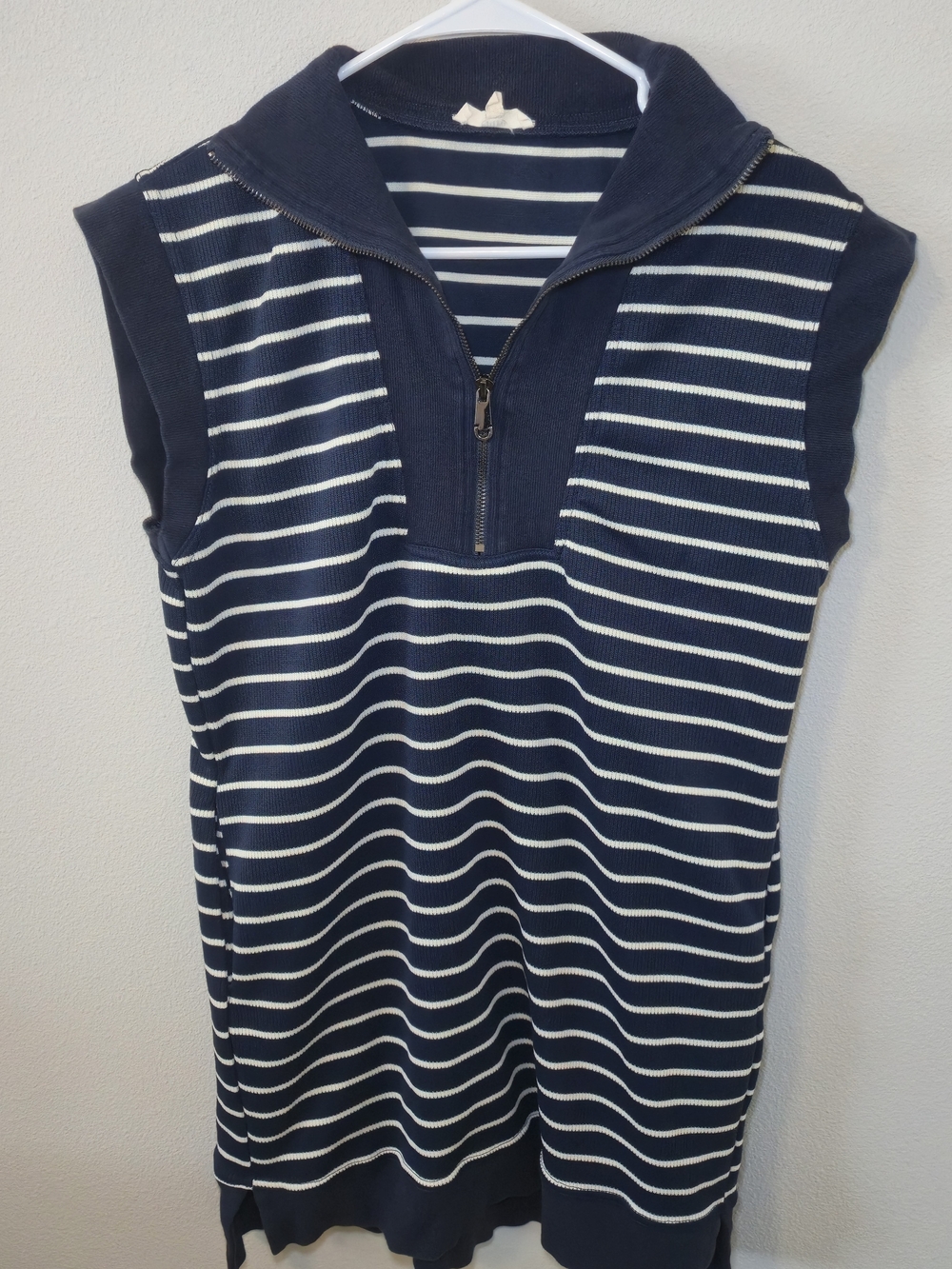 Women's Navy and White Striped One-Piece Dress